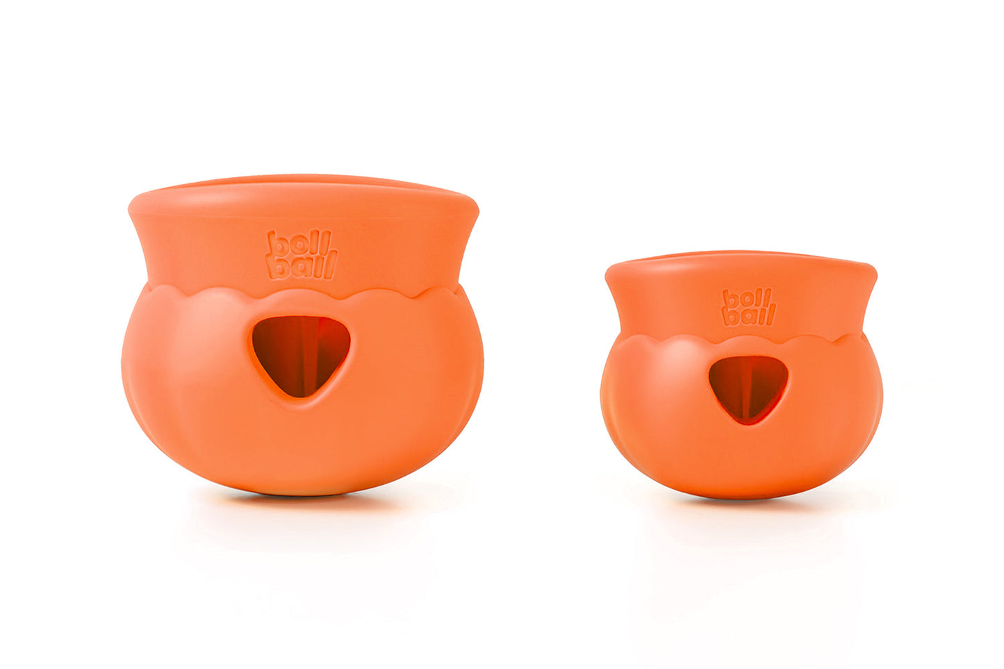 bollballs laranja em dois tamanhos sobre fundo branco