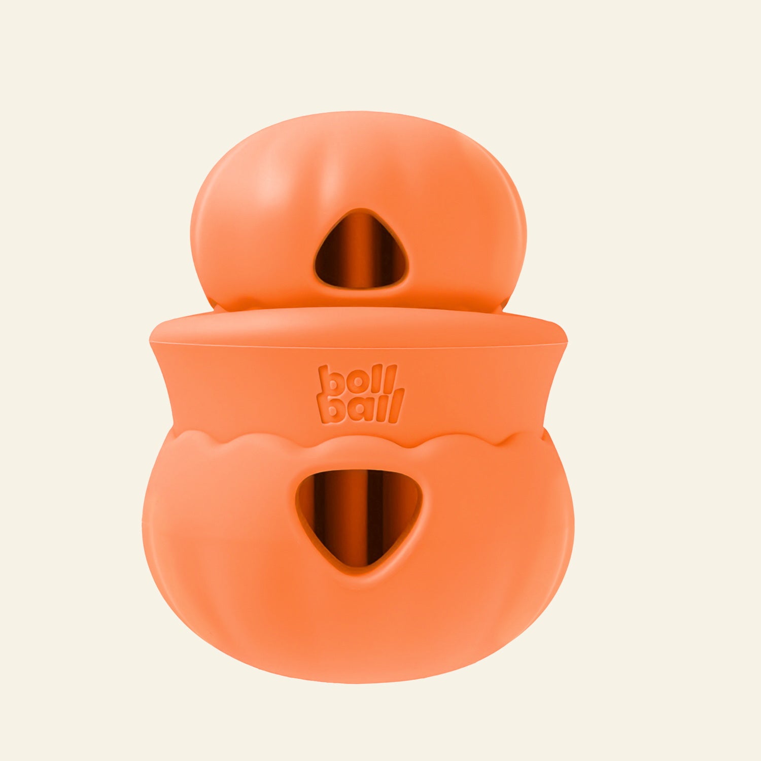 dois bollballs laranja empilhados sobre fundo branco